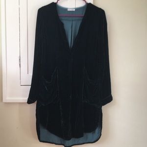 Free People Emerald Green Velvet Tunic Shirt Dress